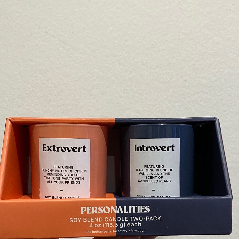 Personalities Extrovert and Introvert Candle Set - Orange and Blue